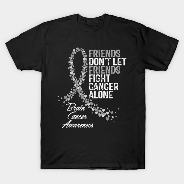 Friends Dont Let Friends Fight Cancer Alone Brain Cancer Awareness T-Shirt by RW